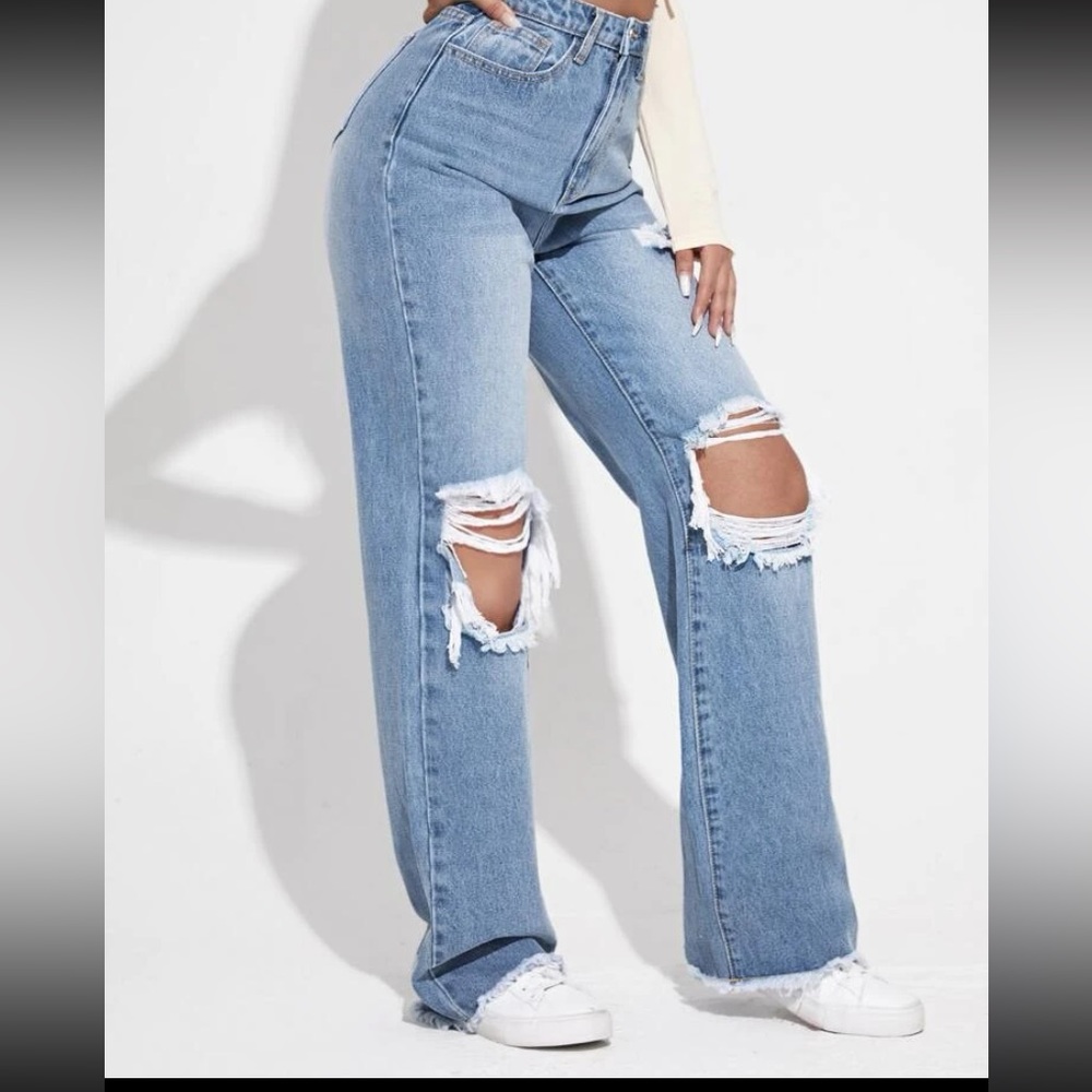 Denim high waist color light blue Large